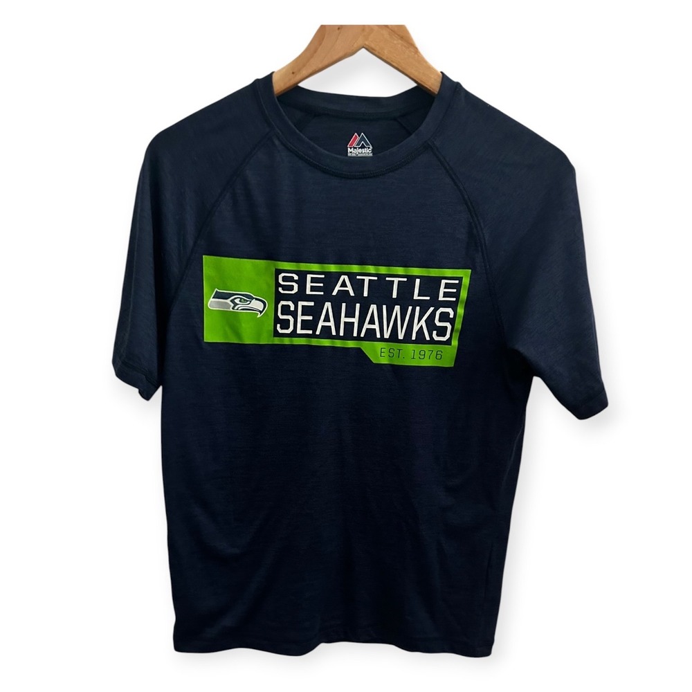 Majestic Seattle Seahawks Navy Blue Excellent Small Women NFL Tee